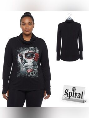 Spiral Direct Gothic Cowl Neck Off shoulder Top Large
